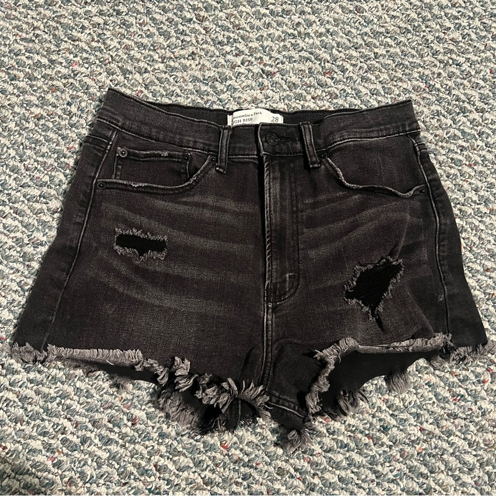 Abercrombie & Fitch Black Ripped Jean Shorts
